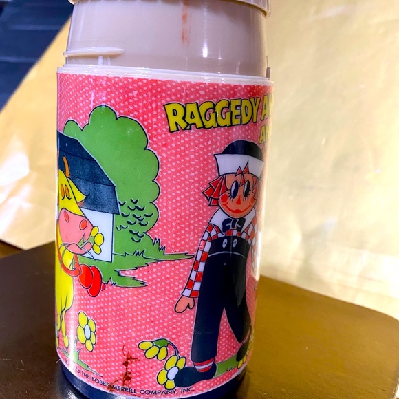 RAGGEDY ANN AND ANDY VTG 1973 COLLECTIBLE ALADDIN HOT & COLD THERMO BOTTLE 8oz - Picture 9 of 16
